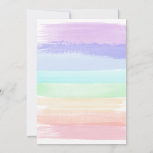 Meisje Pastel Rainbow Eerste Verjaardag Uitnodigin Kaart (Achterkant)