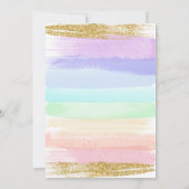 Meisje pastel regenboog 3e verjaardag uitnodiging (Achterkant)