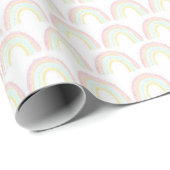 Meisje Pastel Regenboog Verjaardagsfeest Cadeaupapier (Rol Hoek)