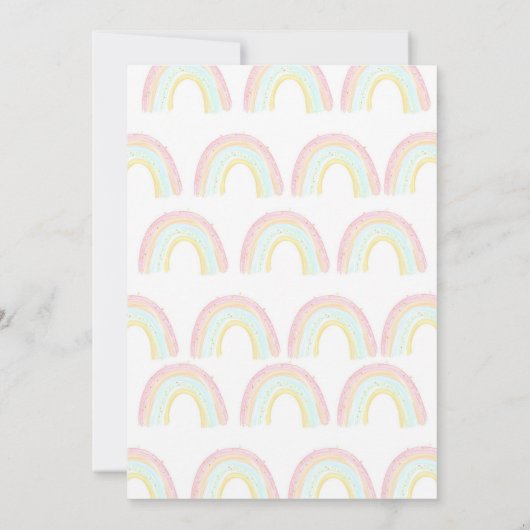 Meisje Pastel Regenboog Verjaardagsfeest Kaart (Achterkant)