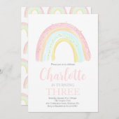 Meisje Pastel Regenboog Verjaardagsfeest Kaart (Voorkant / Achterkant)