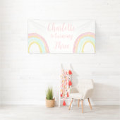 Meisje Pastel Regenboog Verjaardagsfeest Spandoek (Insitu)