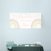 Meisje Pastel Regenboog Verjaardagsfeest Spandoek (Beurs)