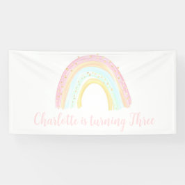 Meisje Pastel Regenboog Verjaardagsfeest Spandoek
