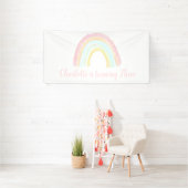 Meisje Pastel Regenboog Verjaardagsfeest Spandoek (Insitu)