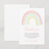 Meisje Pastel Regenboog Verjaardagsfeestje Bedankkaart (Voorkant / Achterkant)