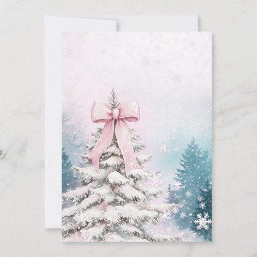 Meisje Pastel Waterverf Winter Wonderland Trees Kaart (Achterkant)