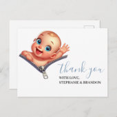 Meisje Peeking uit Baby shower Wit Dank je Briefkaart (Voorkant / Achterkant)