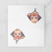 Meisje Peeking uit Baby shower Wit Dank je Plaatskaartje (Buitenkant ongevouwen)