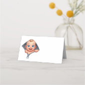 Meisje Peeking uit Baby shower Wit Dank je Plaatskaartje (Achterkant)