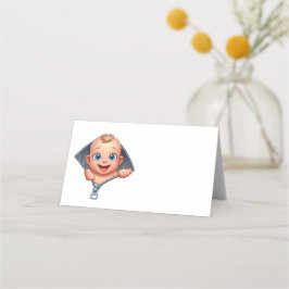 Meisje Peeking uit Baby shower Wit Dank je Plaatskaartje