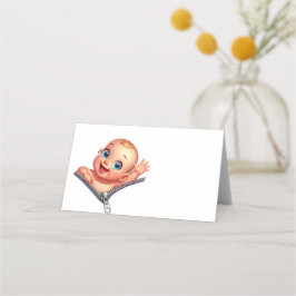 Meisje Peeking uit Baby shower Wit Dank je Plaatskaartje