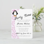 meisje Penguin Birthday Party Kaart (Staand voorkant)