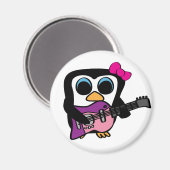 Meisje Penguin met elektrische gitaar Magneet (Voorkant / Achterkant)