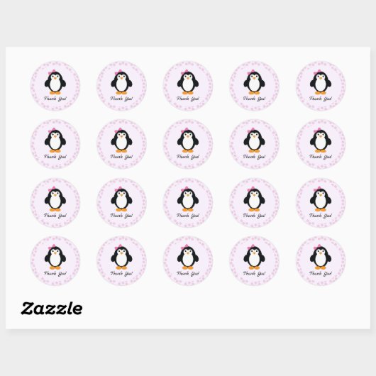  meisje Penguin Ronde Sticker (Vel)