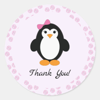meisje Penguin Ronde Sticker