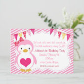 Meisje Penguin Valentijn Birthday Party Kaart (Staand voorkant)