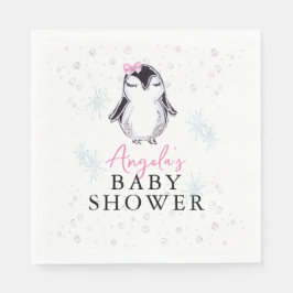 Meisje Penguin Winter Baby shower Servet