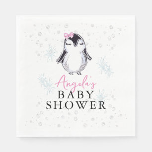 Meisje Penguin Winter Baby shower Servet