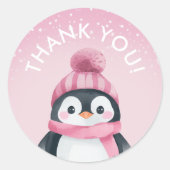 Meisje Penguin Winter Party Favoriet Stickers (Voorkant)