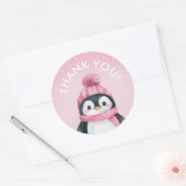 Meisje Penguin Winter Party Favoriet Stickers (Envelop)