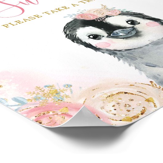 Meisje Penguin Winter Snowflake alstublieft een Tr Poster (Hoek)