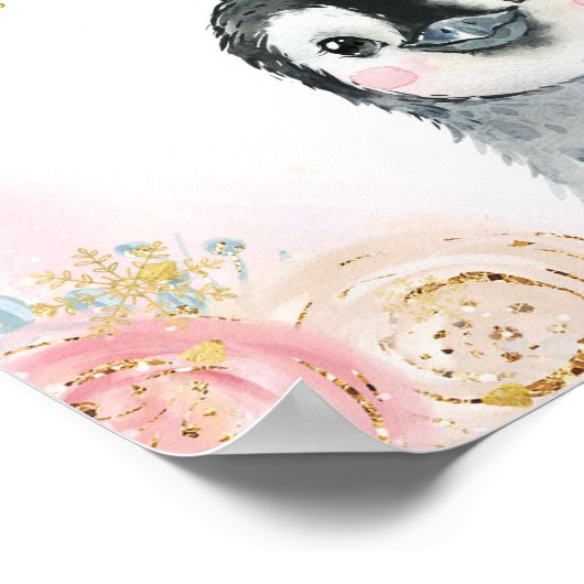 Meisje Penguin Winter Snowflake Late nacht Diaper Poster (Hoek)