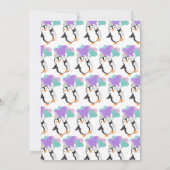 Meisje Penguin Winter Verjaardagsfeest Kaart (Achterkant)