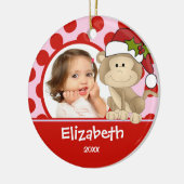 Meisje persoonlijke kerstboomkalkoen keramisch ornament (Links)