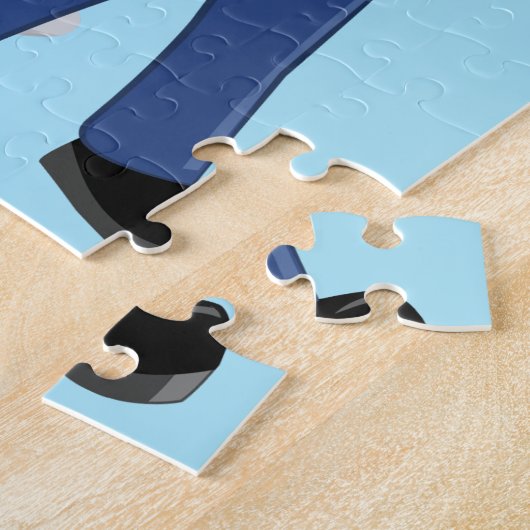 Meisje persoonlijke politieagent en patrouillewage legpuzzel (Zijkant)