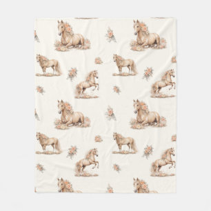 Meisje Perzik Paard Rozen Patroon Fleece Deken