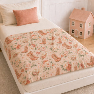 Meisje Perzik Westerse Coquette Shabby Chic Fleece Deken