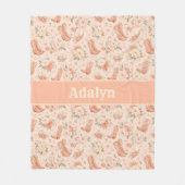 Meisje Perzik Westerse Coquette Shabby Chic Monogr Fleece Deken (Voorkant)