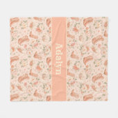 Meisje Perzik Westerse Coquette Shabby Chic Monogr Fleece Deken (Voorkant (Horizontaal))