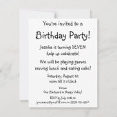  meisje Pianist Birthday Party Kaart (Achterkant)