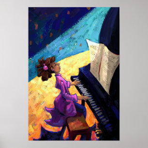 Meisje Pianist op het podium Poster