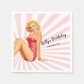  meisje, pin-up, Cocktail Paper Napkins Servet (Voorkant)