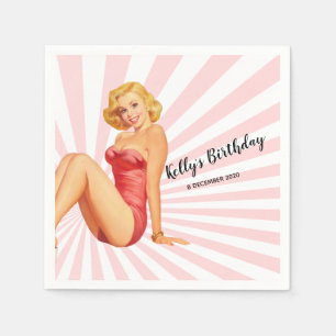 meisje, pin-up, Cocktail Paper Napkins Servet