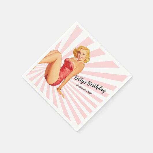 meisje, pin-up, Cocktail Paper Napkins Servet (Hoek)