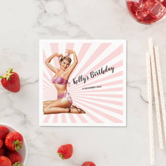  meisje, pin-up, Cocktail Paper Napkins Servet (Insitu)