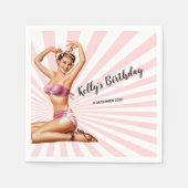  meisje, pin-up, Cocktail Paper Napkins Servet (Voorkant)