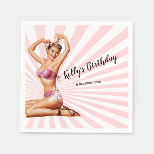 meisje, pin-up, Cocktail Paper Napkins Servet