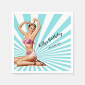  meisje, pin-up, Cocktail Paper Napkins Servet (Voorkant)
