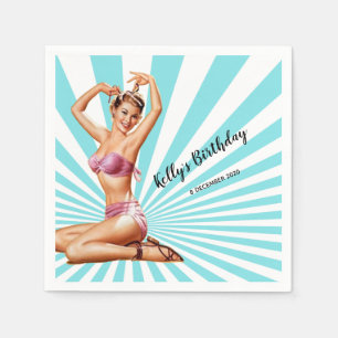  meisje, pin-up, Cocktail Paper Napkins Servet