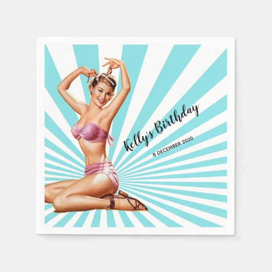 meisje, pin-up, Cocktail Paper Napkins Servet (Voorkant)