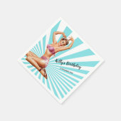 meisje, pin-up, Cocktail Paper Napkins Servet (Hoek)