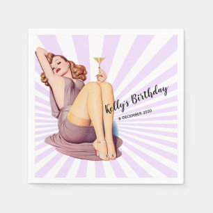meisje, pin-up, Cocktail Paper Napkins Servet