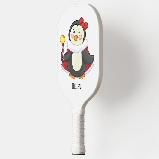 Meisje Pinguïn Rode Boog Rode Kaap Kunstnaam Pickleball Paddle (Links)