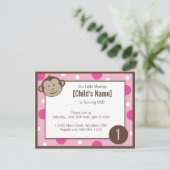 Meisje Pink Birthday uitnodiging 4,25 x 5,5 inch (Staand voorkant)