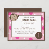 Meisje Pink Birthday uitnodiging 4,25 x 5,5 inch (Voorkant / Achterkant)